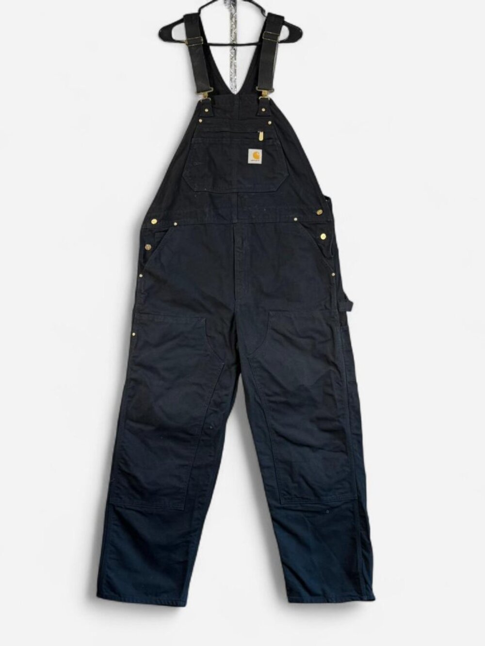 Vintage Carhartt Double Knee Overalls Black Faded Workwear Bibs